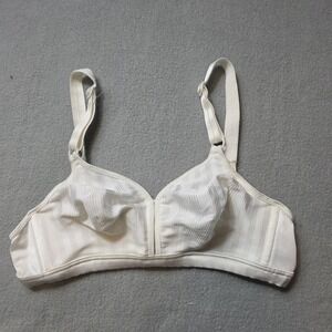 Warner's Bra 34B White Wirefree Full Coverage Striped 1038